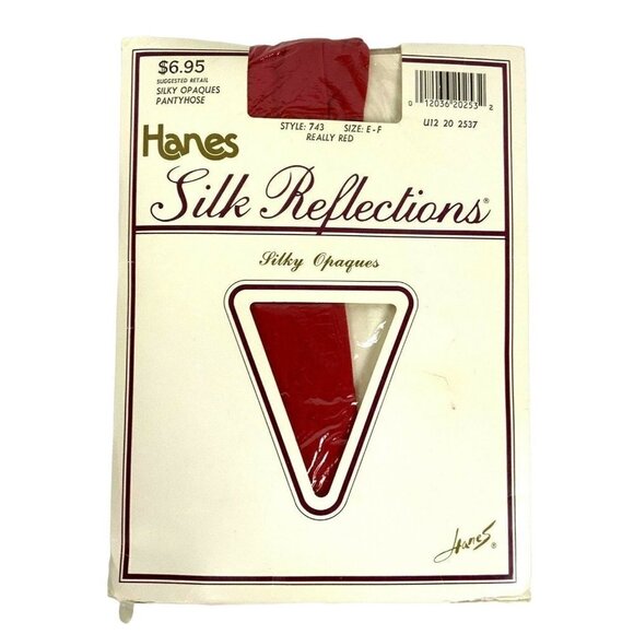 Hanes Silk Reflections Opaque Pantyhose Size E-F Really Red Vtg 1990 - Picture 1 of 3
